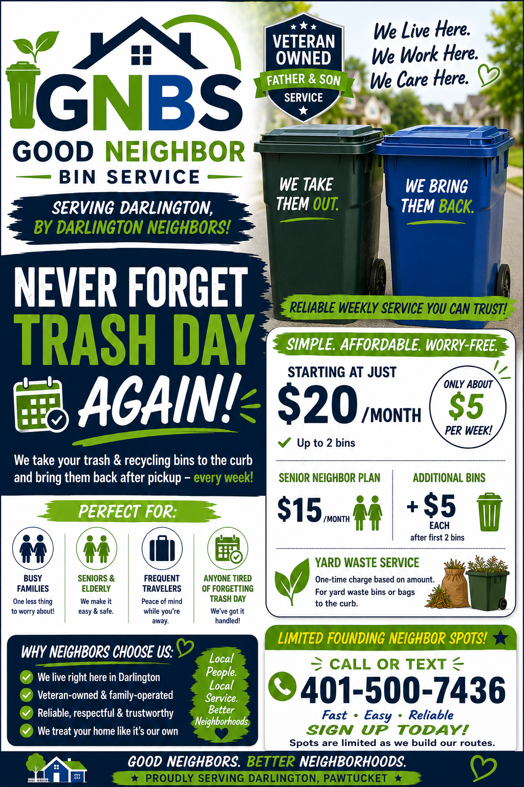 Good Neighbor Bin Service promotional flyer